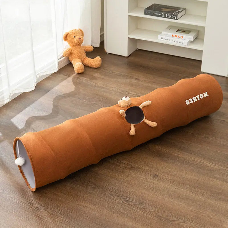 Foldable Cat Tunnel Toy - With Peephole & Interactive Ball - PetPark