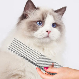 DualSpacing WideHead SteelPro Cat Comb – Ideal for Long-Haired Cats - PetPark