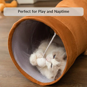 Foldable Cat Tunnel Toy - With Peephole & Interactive Ball - PetPark