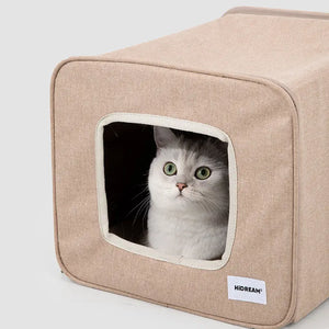 Foldable Semi-Private Cat Bed with Dual Entry Holes and Lounge-On-Top Comfort PetPark