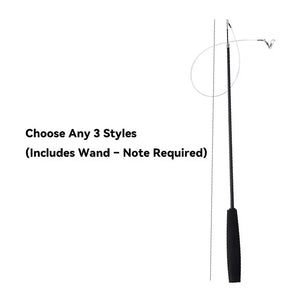 71-Inch Retractable Cat Teaser Wand with Insect-Shaped Feather Heads | Choose Wand + 3-Head Set or 3 Replacement Heads Only - PetPark