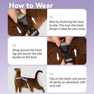 Valora Dual-Buckle Ultra-Lightweight H-Shaped Cat Harness and Leash Set - PetPark