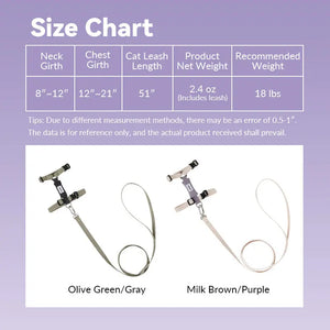 Valora Dual-Buckle Ultra-Lightweight H-Shaped Cat Harness and Leash Set - PetPark