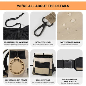 Lightweight Double-Shoulder Pet Backpack with Front & Back Carry, Light-Blocking & Warming Design for Small to Medium Cats - PetPark