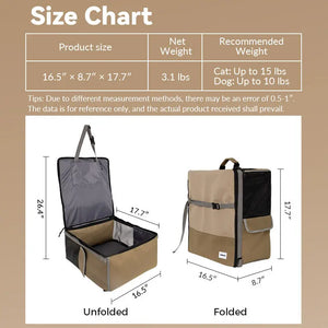 Pet 2-in-1 Car Seat & Backpack with Seatback Protector – Foldable Design - PetPark