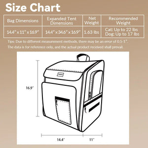 Luxury Expandable Front and Rear Pet Travel Backpack Tent – Perfect for Multiple Cats, Large Cats, or Small Dogs - PetPark