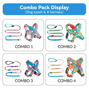 Colorful PRO Protective Trachea Dog X Harness – Single or Set with 3-Way Shock-Absorbing Leash - PetPark