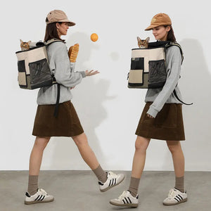 Lightweight Double-Shoulder Pet Backpack with Front & Back Carry, Light-Blocking & Warming Design for Small to Medium Cats - PetPark