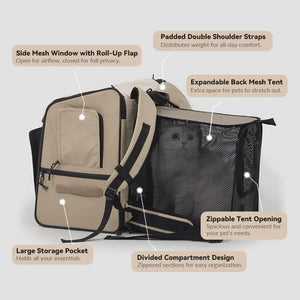 Luxury Expandable Front and Rear Pet Travel Backpack Tent – Perfect for Multiple Cats, Large Cats, or Small Dogs - PetPark