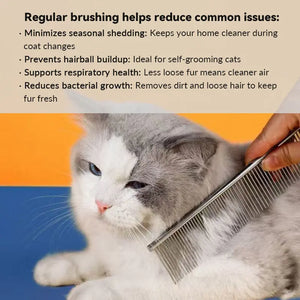 DualSpacing WideHead SteelPro Cat Comb – Ideal for Long-Haired Cats - PetPark