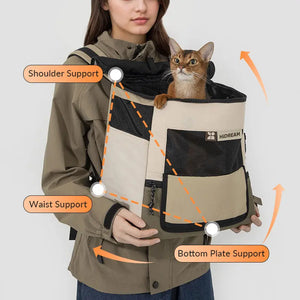 Lightweight Double-Shoulder Pet Backpack with Front & Back Carry, Light-Blocking & Warming Design for Small to Medium Cats - PetPark