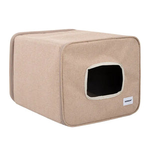 Foldable Semi-Private Cat Bed with Dual Entry Holes and Lounge-On-Top Comfort PetPark