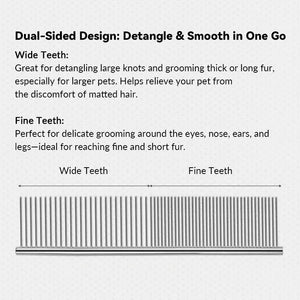 DualSpacing WideHead SteelPro Cat Comb – Ideal for Long-Haired Cats - PetPark
