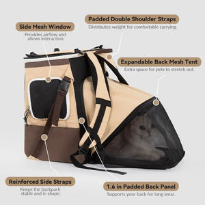 Single-Side Tent-Expandable Extra-Space Pet Travel Backpack – Perfect for Multiple Cats, Large Cats, or Small Dogs PetPark