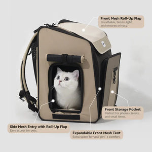 Luxury Expandable Front and Rear Pet Travel Backpack Tent – Perfect for Multiple Cats, Large Cats, or Small Dogs - PetPark