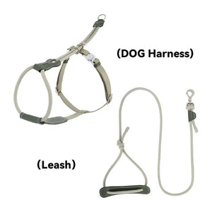 Leather & Thick Round Rope Dog Leash – Leash Only or Harness & Leash Set Pet Park