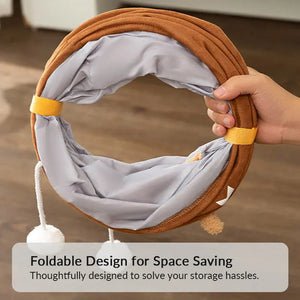 Foldable Cat Tunnel Toy - With Peephole & Interactive Ball - PetPark