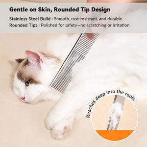 DualSpacing WideHead SteelPro Cat Comb – Ideal for Long-Haired Cats - PetPark