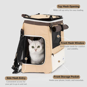 Single-Side Tent-Expandable Extra-Space Pet Travel Backpack – Perfect for Multiple Cats, Large Cats, or Small Dogs PetPark
