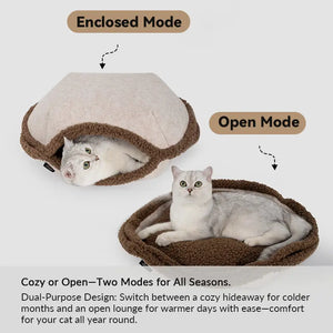 Semi-Enclosed Dual-Mode Shell Cat Bed - PetPark