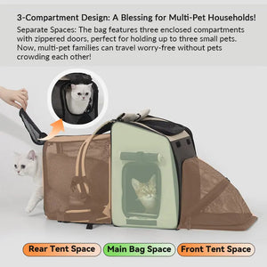 Luxury Expandable Front and Rear Pet Travel Backpack Tent – Perfect for Multiple Cats, Large Cats, or Small Dogs - PetPark
