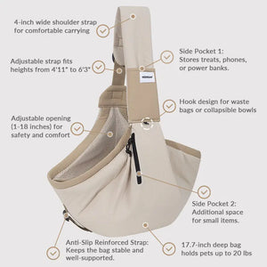 Wide-Strap Cradle-Style Structured Pet Sling Carrier Bag - PetPark