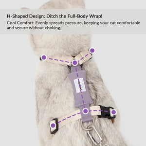 Valora Dual-Buckle Ultra-Lightweight H-Shaped Cat Harness and Leash Set - PetPark