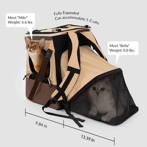Single-Side Tent-Expandable Extra-Space Pet Travel Backpack – Perfect for Multiple Cats, Large Cats, or Small Dogs PetPark
