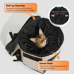 Lightweight Double-Shoulder Pet Backpack with Front & Back Carry, Light-Blocking & Warming Design for Small to Medium Cats - PetPark