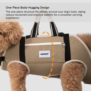 Body-hugging small dog travel carrier keeps your pet secure and stable during relaxed walks and day trips.