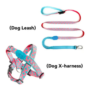 Colorful PRO 3-Way Shock-Absorbing Traction Dog Leash – Single or Set with Protective Trachea X Harness - PetPark