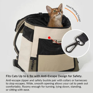 Lightweight Double-Shoulder Pet Backpack with Front & Back Carry, Light-Blocking & Warming Design for Small to Medium Cats - PetPark
