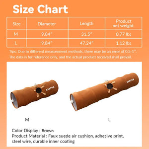 Foldable Cat Tunnel Toy - With Peephole & Interactive Ball - PetPark