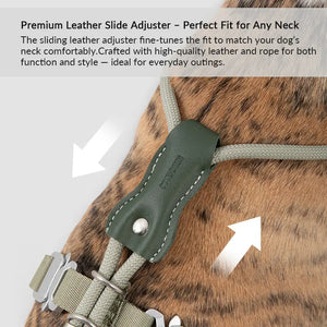 H-Style Leather & Round Rope Adjustable Dog Harness – Harness only or Harness & Leash Set Pet Park