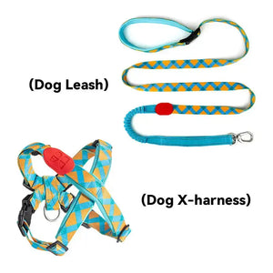 Colorful PRO 3-Way Shock-Absorbing Traction Dog Leash – Single or Set with Protective Trachea X Harness - PetPark