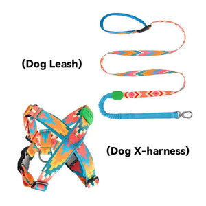 Colorful PRO 3-Way Shock-Absorbing Traction Dog Leash – Single or Set with Protective Trachea X Harness - PetPark