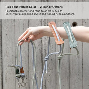 Leather & Thick Round Rope Dog Leash – Leash Only or Harness & Leash Set Pet Park