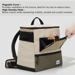 Lightweight Double-Shoulder Pet Backpack with Front & Back Carry, Light-Blocking & Warming Design for Small to Medium Cats - PetPark