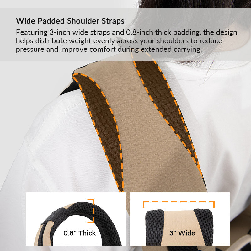 Wide padded shoulder straps help spread carrying weight evenly for more comfortable walks, errands, and trips.