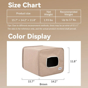 Foldable Semi-Private Cat Bed with Dual Entry Holes and Lounge-On-Top Comfort PetPark