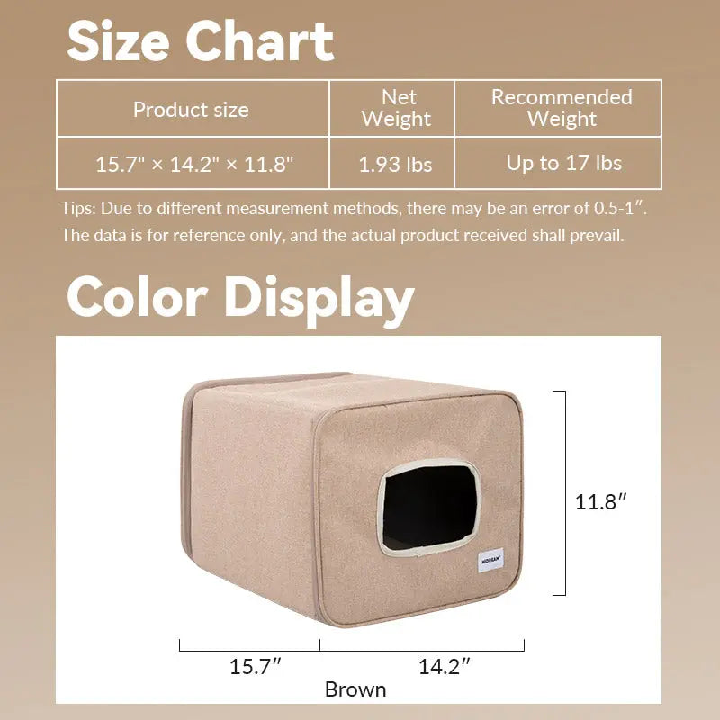 Foldable Semi-Private Cat Bed with Dual Entry Holes and Lounge-On-Top Comfort PetPark