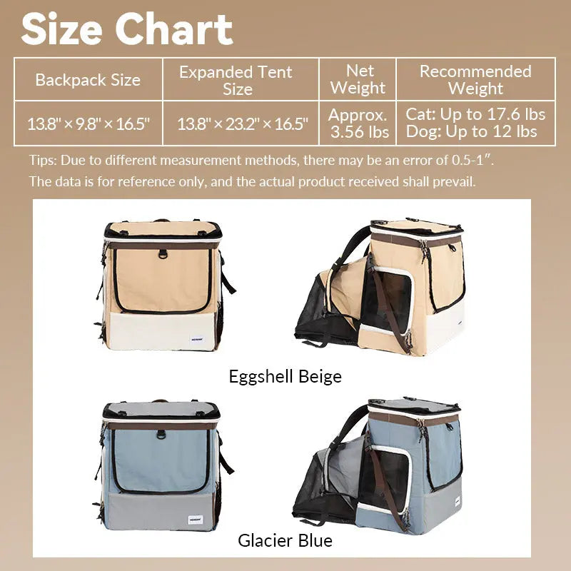 Single-Side Tent-Expandable Extra-Space Pet Travel Backpack – Perfect for Multiple Cats, Large Cats, or Small Dogs PetPark