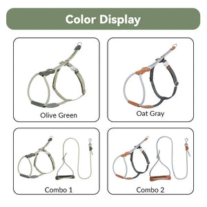 H-Style Leather & Round Rope Adjustable Dog Harness – Harness only or Harness & Leash Set Pet Park