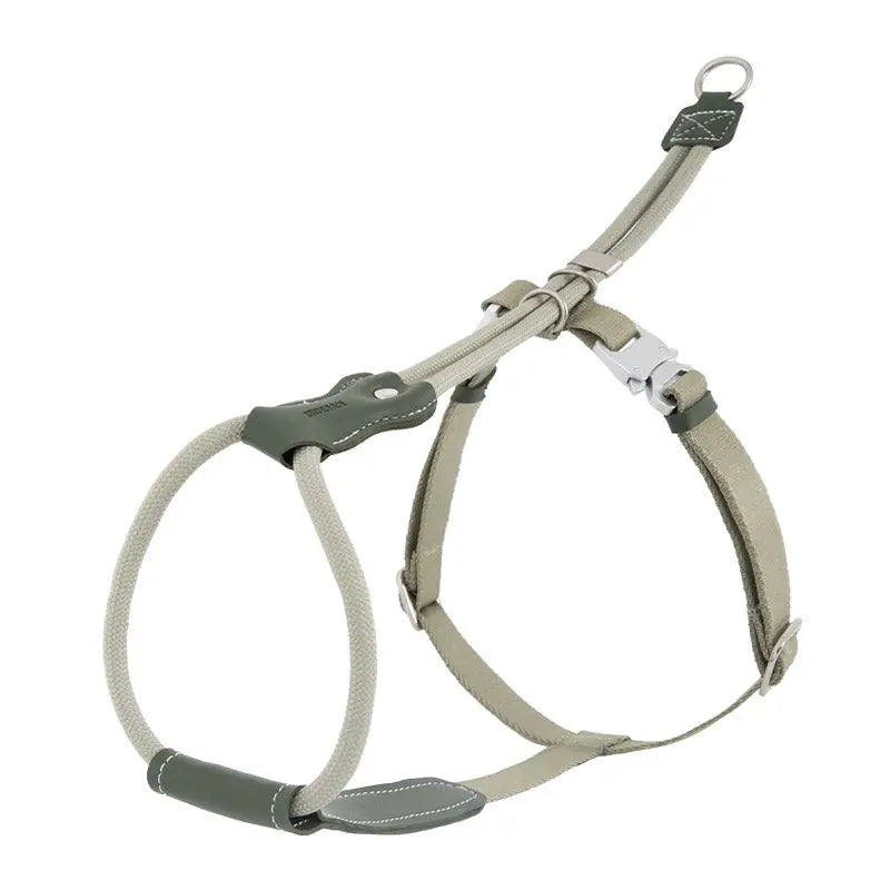 H-Style Leather & Round Rope Adjustable Dog Harness – Harness only or Harness & Leash Set Pet Park
