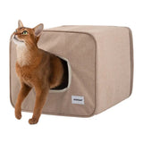 Foldable Semi-Private Cat Bed with Dual Entry Holes and Lounge-On-Top Comfort PetPark