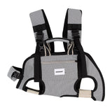 Breathable Cooling Dog Carrier Backpack in gray plaid with airy leg openings for calm outdoor adventures.