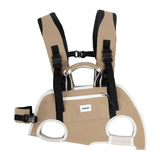 Small Dog Backpack Carrier in camel beige with individual leg openings and dual-shoulder carry for travel days.