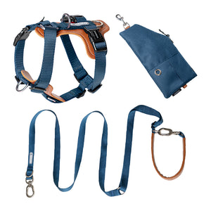 Color_Yunshan Blue Dog Harness and Leash Set with walking bag