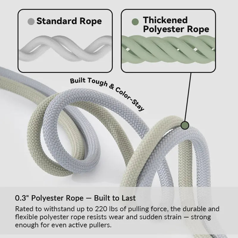 Leather & Thick Round Rope Dog Leash – Leash Only or Harness & Leash Set Pet Park