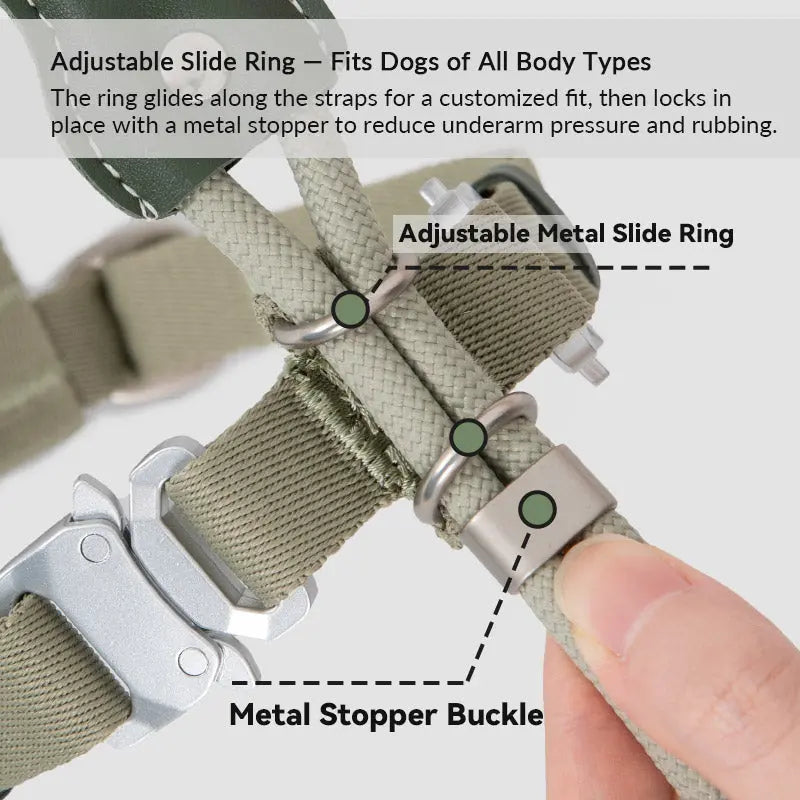 H-Style Leather & Round Rope Adjustable Dog Harness – Harness only or Harness & Leash Set Pet Park